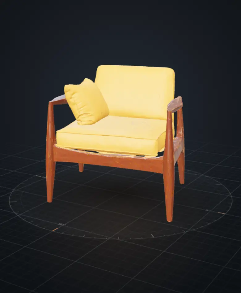 Mid-century armchair (from text), a 3D model made by HI3D.cc