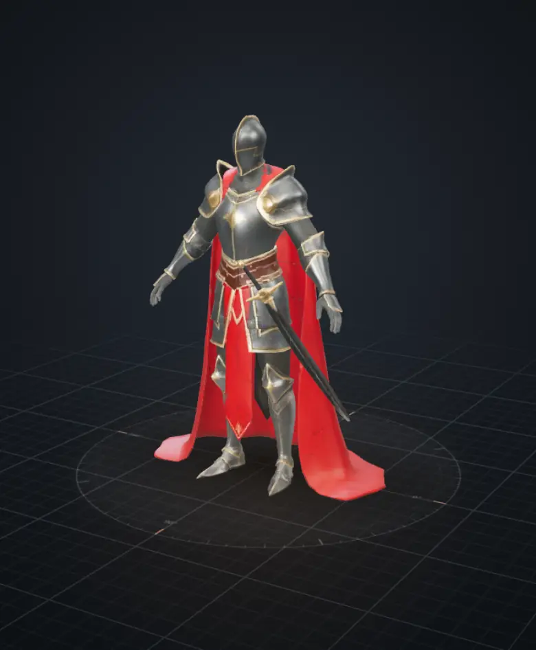 Knight with cape and sword, a 3D model made by HI3D.cc