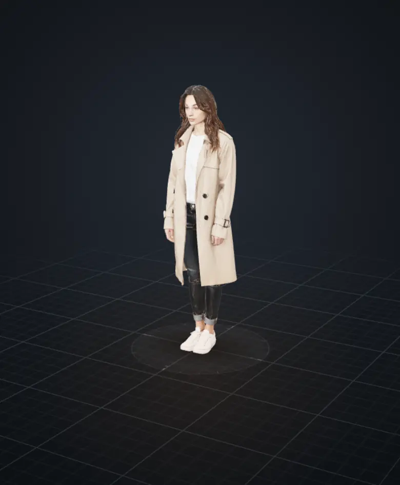 Woman in a trench coat, a 3D model made by HI3D.cc